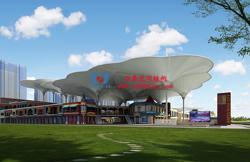 山東聊城萬達小鎮(zhèn)七彩祥云PTFE膜結(jié)構項目